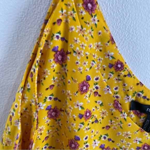 Forever 21 Yellow Floral Spaghetti Strap Cami Tank Top Size L Boho Summer - Picture 4 of 8